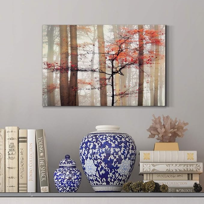 Home Decor Landscape Canvas Wall Art Abstract Floral Painting Modern Pictures Artwork Decoration for Living Room Kitchen Bathroom Office, Ready to Hang