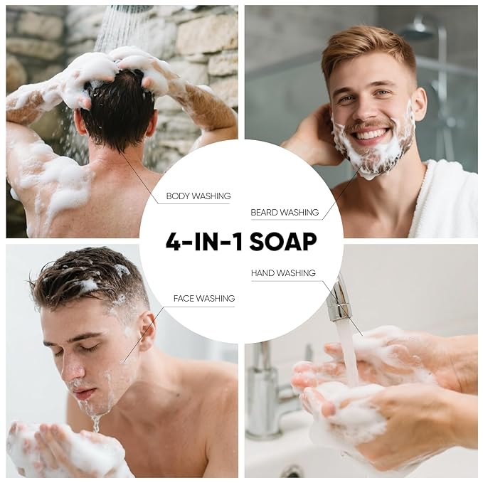 Rinse & Robust Mens Bar Soap Set 6Pcs Handmade Natural Soap Bar Gift for Men, Cleansing, Moisturizing & Exfoliating Soap for Body & Hands All Skin Types | 6 Scents | 5.3 oz of 6 Bars
