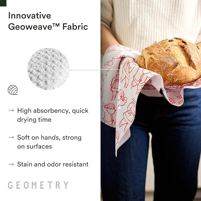 GEOMETRY Christmas Kitchen Towels - Quick Dry Microfiber Cloth Dish Towels for Kitchen Drying - Premium Quick Dry Towel 2-Pack Set - Holly Jolly