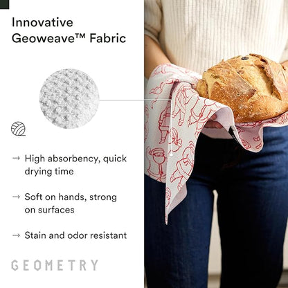 GEOMETRY Christmas Kitchen Towels - Quick Dry Microfiber Cloth Dish Towels for Kitchen Drying - Premium Quick Dry Towel 2-Pack Set - Holly Jolly
