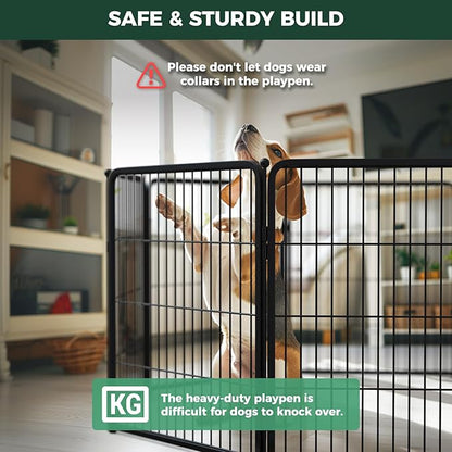 FXW Homeplus Unleashed Indoor Dog Playpen - Stress-Free and Safe Play, Heavy Duty 32 Inch 16 Panels Dog Pen with Connectors (Pack of 2) for Small and Medium Dogs, Black│Patented