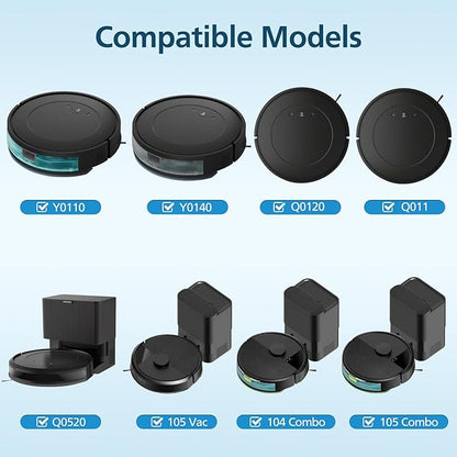 Y0140 Replacement Parts Compatible with iRobot Roomba 104 105 Y0140 Y0110 Q0120 Q0520 Q011 Vacuum Cleaner, 1 Roller Brush, 4 Hepa Filter, 4 Mop Pads, 4 Side Brushes, 2 Primary Filter, 1 Cleaning Brush