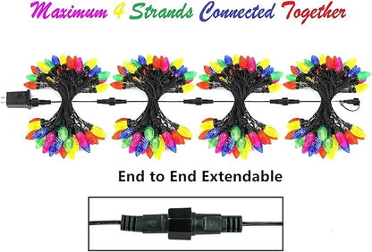 KAQ Outdoor C9 Multicolor Easter Lights, 2PK 100 LED 98ft Extendable Plug in String Lights for Outside, Waterproof Light Wedding Party Outdoor&Indoor Easter Decorations (Multicolor)