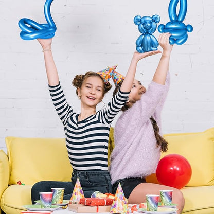 KAWKALSH 260 Metallic Blue Long Balloons for Balloon Garland Thickening Skinny Latex Twisting Animals Modeling Christmas Birthday Wedding Party Festival Decorations 100pcs