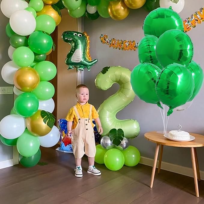 TONIFUL 30Pcs 18 Inch Round Balloons Large Green Round Shape Foil Balloons Big Green Round Helium Mylar Decorations for Birthday Wedding Baby Shower Anniversary Engagement Party Supplies