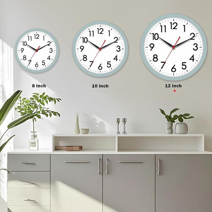 AKCISOT Wall Clock, Modern Small Wall Clocks Battery Operated 12 Inch, Silent Non-Ticking Analog Classic for Office, Home, Bathroom, Kitchen, Bedroom, School(Blue Gray)