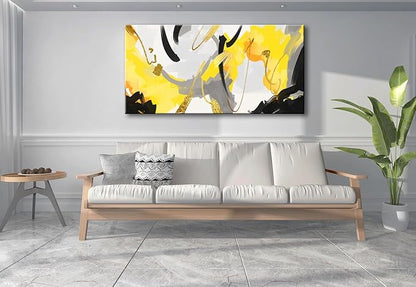 weiyiart Wall Art Yellow Abstract Wall Art Prints Framed Ready to Hang Canvas Wall Art Modern Fantasy Paintings Artwork Large Size for Living Room Bedroom Office Decoration 20"x40"inches