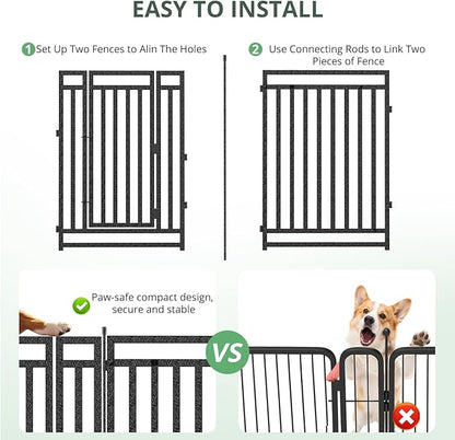 Dog Playpen Metal Dog Fence Outdoor for Yard 32" Height 40 Panels Portable Dog Pen Pet Kennel for RV Camping(Black-Silver)