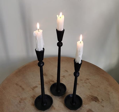 Iron Taper Candle Holder Set 3 - Decorative Candle Stand - Candlestick Holder for Wedding, Dinning, Party (Black)…