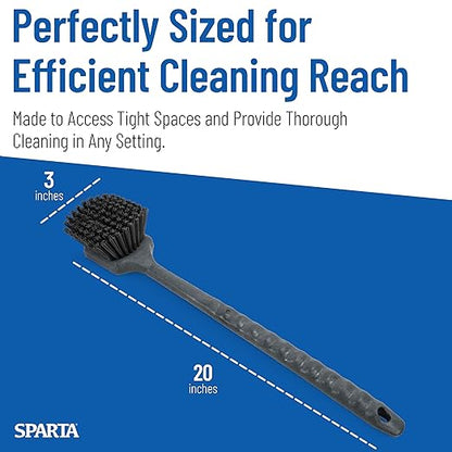 SPARTA 40501EC03 Plastic Large Scrub Brush, Kitchen Brush, Utility Brush With Long Handle For Cleaning, 20 Inches, Black, (Pack of 6)