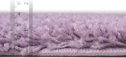 Unique Loom Solid Shag Collection Area Rug (3' 3" Round, Lilac)