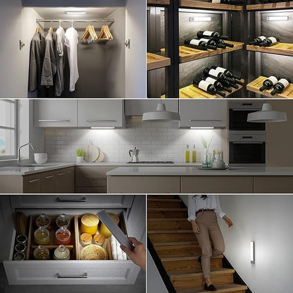 Under Cabinet Lights 3-Pack, Wireless Motion Sensor Lighting with 36 LEDs, 3 Modes, 1500mAh Rechargeable Battery for Kitchen, Hallway, Stairs & Closet