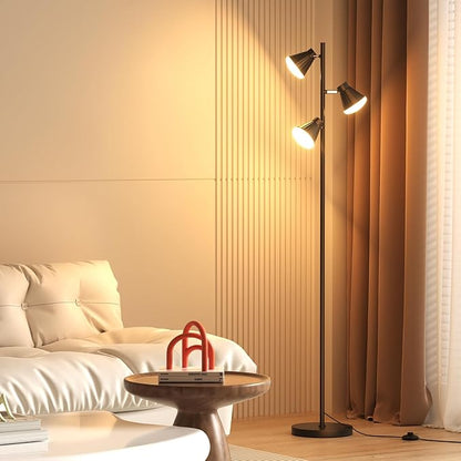 Floor Lamps for Living Room, 36W LED Floor Lamp Standing Lamp with Foot Switch, 3 Color Temperatures Living Room Lamps, 3 Rotatable Light Modern Floor Lamps for Living Room Bedroom Office