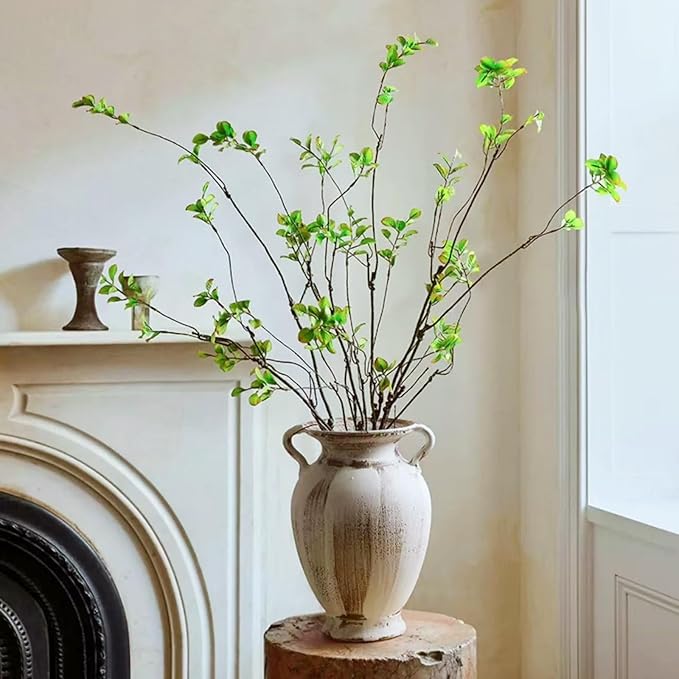 5 Pcs Artificial Ficus Branches Faux Eucalyptus Stems, 47.2 Inch Fake Greenery Stems Realistic Touch Faux Branches for Vase for Office Home Wedding Vase Filler Decoration