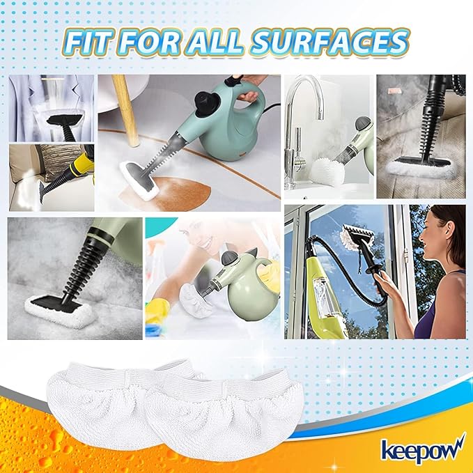 KEEPOW Universal Microfiber Cloths for Handheld Steam Cleaner Attachments Compatible with Wagner Spraytech, Bissell Steam Shot, Comforday, PurSteam, Washable Rags, 10 Pack
