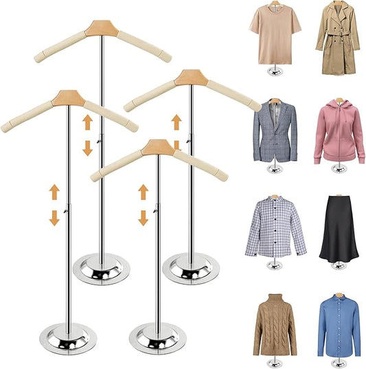 20-35 Inch Height Adjustable Shirt Display Stand, T Shirt Display Stand for Vendors, Shirts Rack for Clothing Dress Garment Coat Retail (White, 4 Pcs)