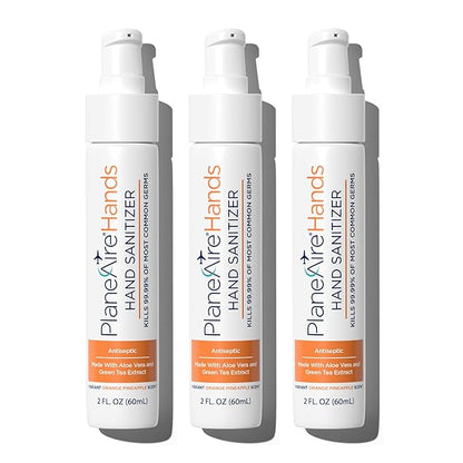 Orange Pineapple Gel Hand Sanitizer | Soothing, Moisturizing, Hydrating | Tropical Scent | Essential Oils, Green Tea Extract, Aloe, and Vegan Glycerin | TSA-Approved Travel Essential | 3-pack