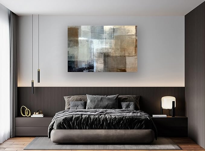 Baisuart A61269 Canvas Prints Abstract Wall Art Print Paintings Grey and Brown Stretched Canvas Wooden Framed for living Room Bedroom and Office Home Decor Artwork XLarge 24x36inch