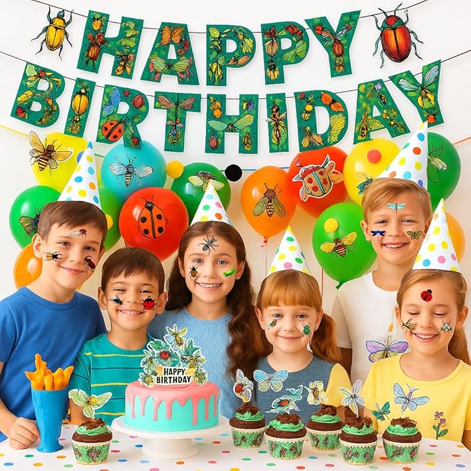 96PCS Bug Temporary Tattoos Pre Cut – Cute Bug Stickers for Kids Toddlers, Ladybug Caterpillar Theme Birthday Party Favors, Spring Summer Decorations, Gifts, Classroom School Prizes (Normal)