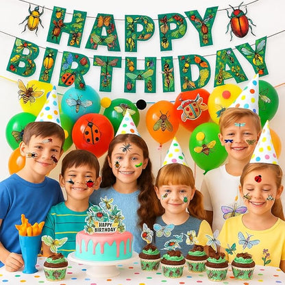 96PCS Bug Temporary Tattoos Pre Cut – Cute Bug Stickers for Kids Toddlers, Ladybug Caterpillar Theme Birthday Party Favors, Spring Summer Decorations, Gifts, Classroom School Prizes (Normal)