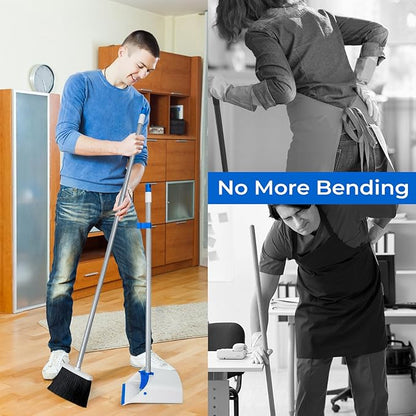 Broom with Dustpan Combo Set, Dustpans Stand Up