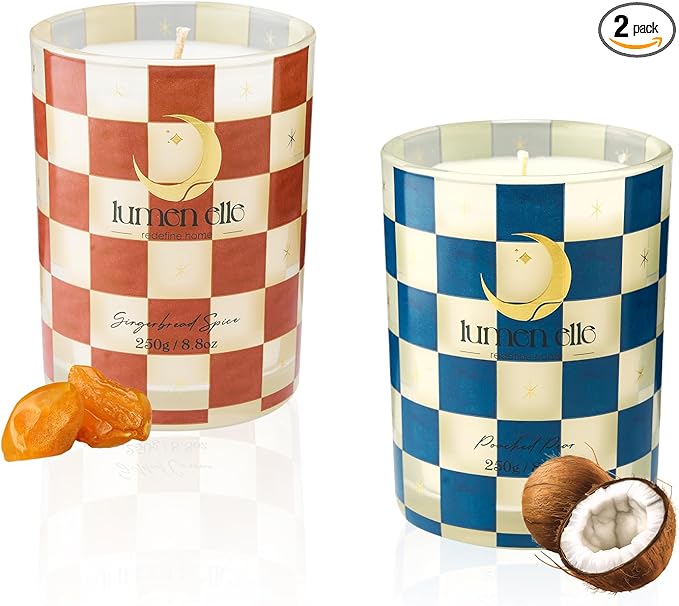 Winter Candle Gift Set for Women (2-Pack) - Gourmand, Fruity & Sweet Scented Soy Wax Candles, Clean Burning, Eco-Friendly, Cozy Home Decor Gift (8.8 oz Each) (Joyride Set No. 02)