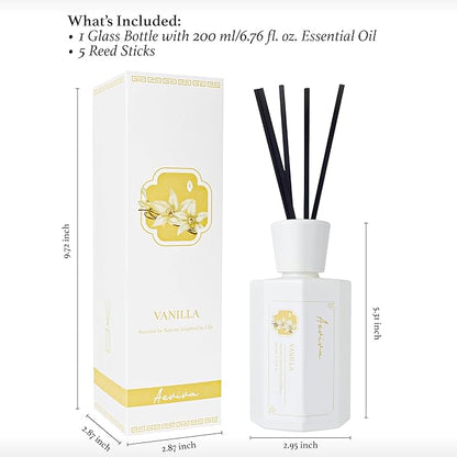 Reed Diffuser Set, 6.7 oz Vanilla Scented Reed Diffusers for Home with Sticks, Home Fragrance Oil Scent Diffuser for Bathroom, Decor & Gift
