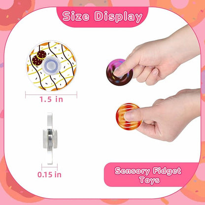 SCIONE 52 Pcs Donut Fidget Spinners Party Favors for Kids, Bulk Small Fidget Toys for Kids Classroom Prizes, Miniature Stress Relief Toy Birthday Goodie Bag Fillers Treasure Box Gifts