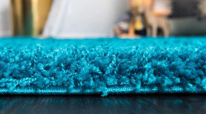 Unique Loom Solid Shag Collection Area Rug (5' 1" x 8' Rectangle, Turquoise)
