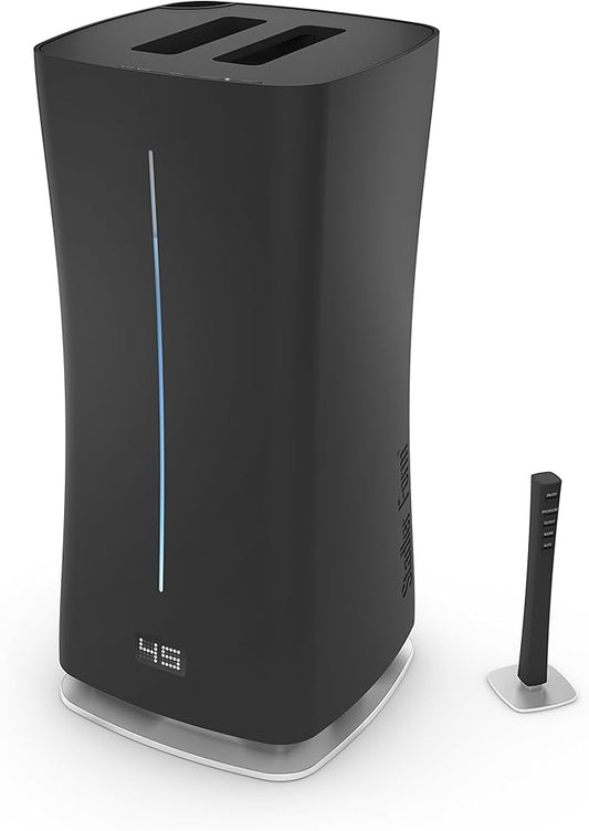 Stadler Form humidifier Eva, ultrasonic nebuliser with Wi-Fi, for rooms up to 80 m², with hygrostat, auto mode and night mode, suitable for scented oil, black