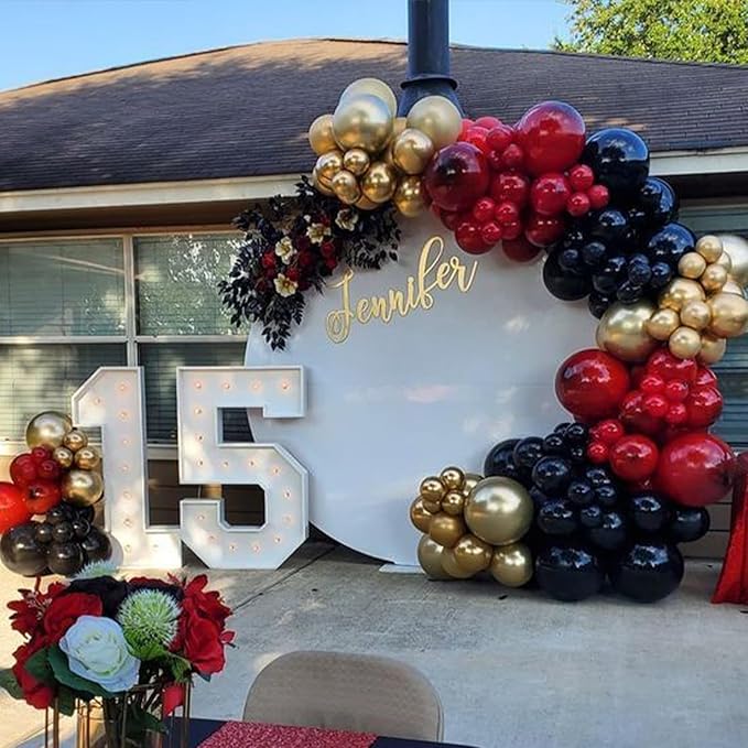 Black Burgundy Gold Balloon, 60 Pcs 12 Inches Burgundy Metallic Gold Confetti Balloons for Kids Magical Wizard Party Birthday Decorations Baby Shower Engagement Party Supplies