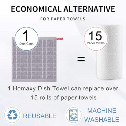 Homaxy 100% Cotton Terry Kitchen Dish Cloths, Ultra Soft and Absorbent Dish Towels for Kitchen, Suitable for Drying and Washing Dishes, 6 Pack, 12 x 12 Inches, Light Grey