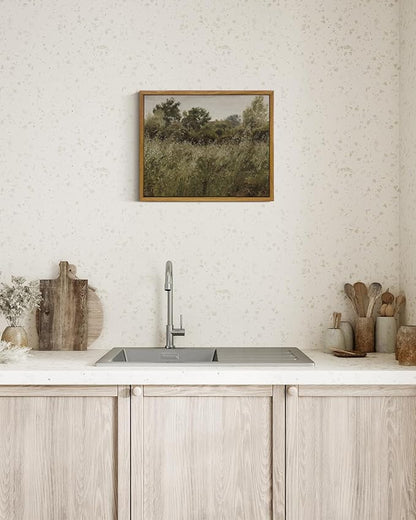 InSimSea Framed Canvas Wall Art Vintage Decor, Grassland Nature Framed Artwork for Walls, Nature Scenic Living Room Pictures Wall Decoration, Bathroom Bedroom Office Decor, 9"x11"
