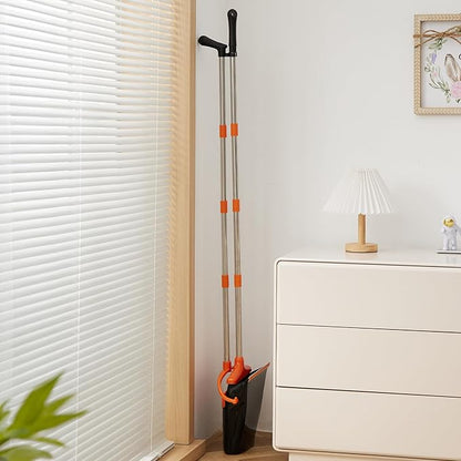 Broom and Dustpan Set Lightweight Upright Lobby Broom and Dust Pan Combo with Long Handle Outdoor Indoor for Home Kitchen Room Office (Orange and Black)