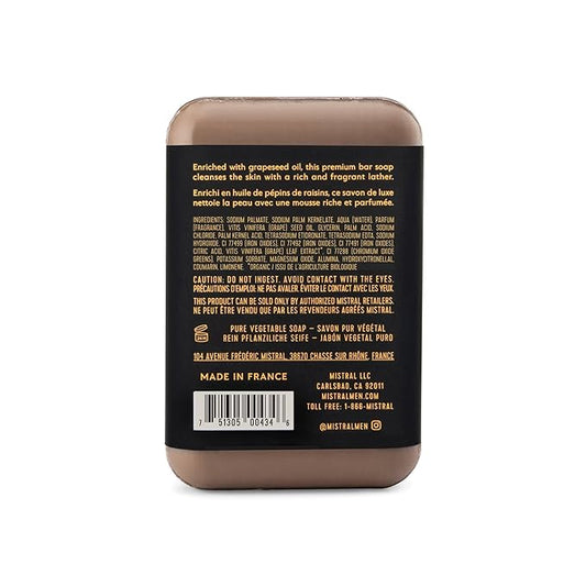 Mistral Teak Wood Luxury Bar Soap for Men | Men’s Natural Soap Bar | Paraben, Phthalates Free | Moisturizing & Triple-Milled Natural Soap for Men - Made in France | Large, 8.8 oz