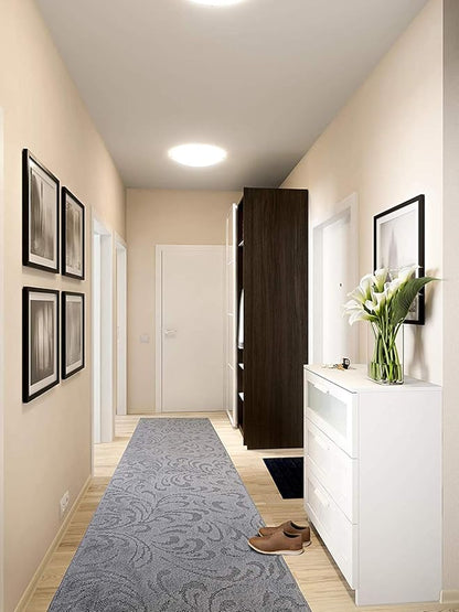 20 FT Grey Extra Long Hallway Runner Rug, Non Slip Washable Indoor Carpet 2'2" x 20' for Bathroom, Entryway, or Living Room! Farmhouse Floor Mat, Custom Lenght