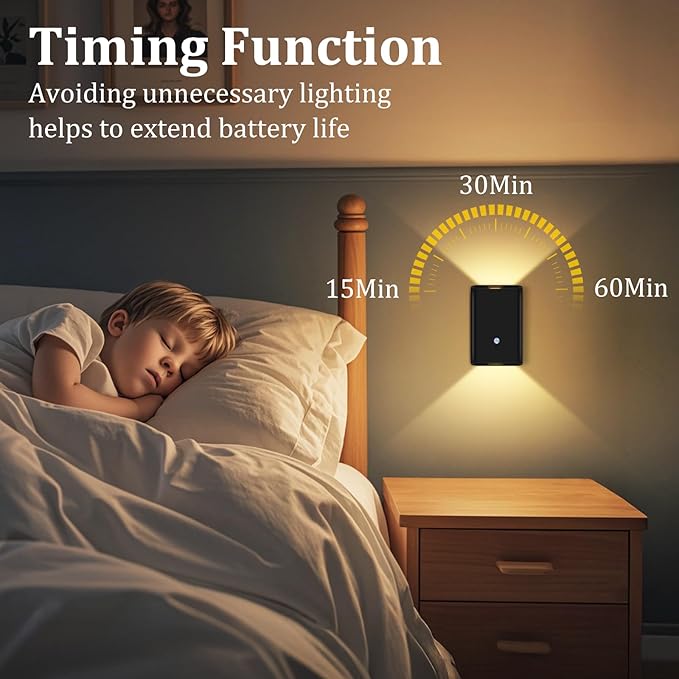 4 Pack Rechargeable Motion Sensor Wall Light: Wireless Battery Powered Wall Sconce with Remote, 3CCT Magnetic Motion Sensor Stair Light LED Indoor Up Down Wall Lamp for Bedroom Hallway Closet, Black