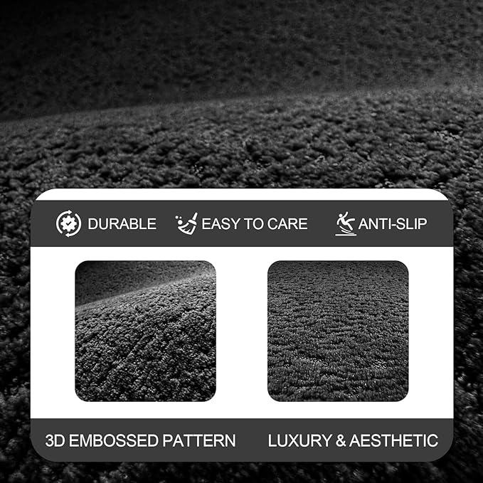 Bath Mat-Non-Slip Bathroom Floor Mats-Absorbent Quick Dry Low Pile Bathroom Rugs Fit Under Door-Bath Rug for Sink,Bathtub,Shower Room,17"×24",Black