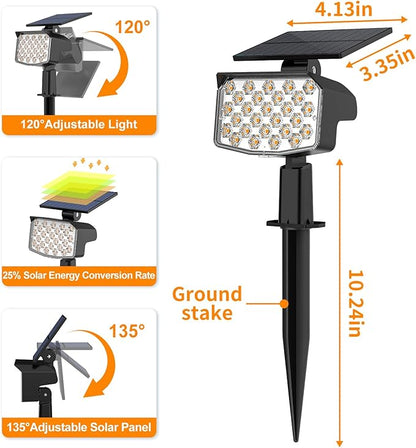 WELALO Solar Spot Lights Outdoor, [2 Pack/3 Modes] Solar Landscape Spotlights, Adjustable Solar Powered Security Lights, IP65 Waterproof Wall Lights for Walkway, Yard, Garden, Driveway (Warm White)