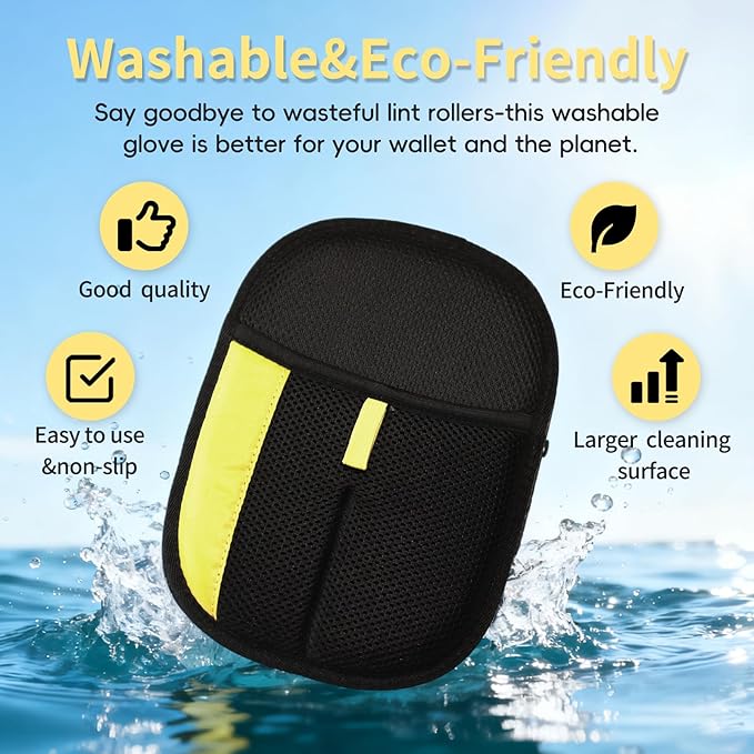 Pet Hair Removal Glove - Electrostatic Reusable Magic Brush Glove for Dog & Cat Hair Removal on Furniture, Car Seats, Clothes & Bedding (Black)