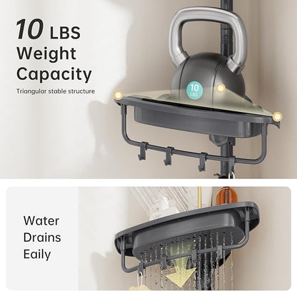 Sturdy Shower Caddy - 4 Tier Adjustable Organizer, Rustproof Stainless Steel, 32-122 Inch