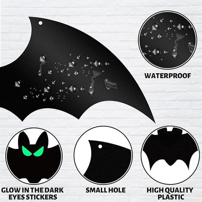 16Pcs Halloween Hanging Bats Decorations Outdoor, Large Flying Bats with Glowing Eyes for Halloween Tree Hanging Decorations Outside…