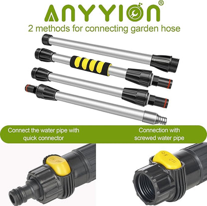 Anyyion 62inch Car Wash Brush with 10 Inch Soft Bristle, On/Off Switch for Car Truck Boat Washing Brush, Perfect for Cleaning House Siding, Auto Cars, Trucks, SUV, RV, Floors and More!