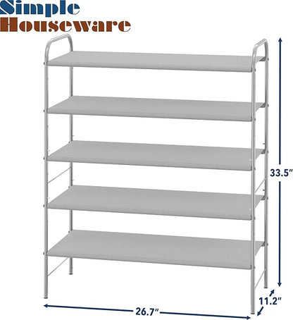 Simple Houseware 5-Tier Shoe Rack Storage Organizer, Grey