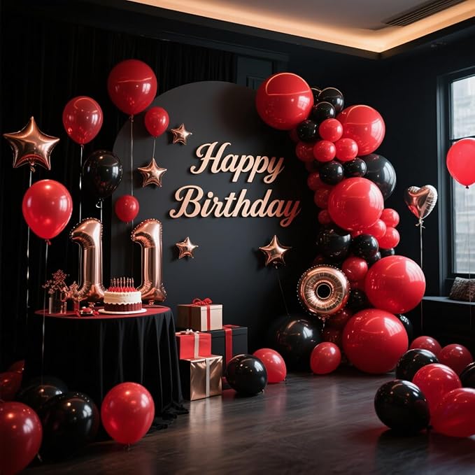Red Balloons 100 Pack, 12 Inch Latex Helium Dark Red Balloons Garland for Elegant Birthday Wedding Baby Shower Graduation Arch Party Decorations