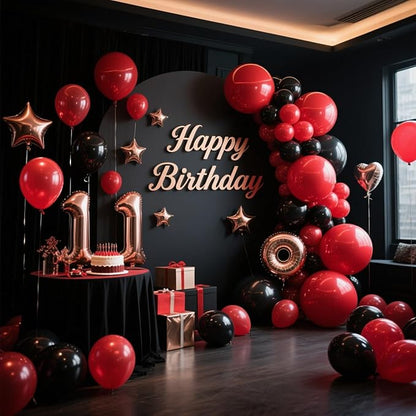 Red Balloons 100 Pack, 12 Inch Latex Helium Dark Red Balloons Garland for Elegant Birthday Wedding Baby Shower Graduation Arch Party Decorations