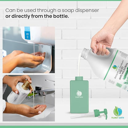 AntiMicrobial Hand Soap 64 oz - Eucalyptus Spearmint Gentle Liquid Hand Soap Refill Antibacterial - Moisturizing, Long Lasting Freshness & Safe for Skin