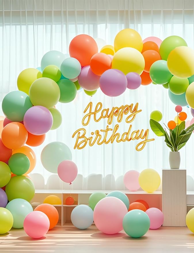 10 Colors Rainbow Party Balloons 100 Pack, 12 Inch Vibrant Latex Helium Round Balloons Garland for Birthdays Weddings Baby Showers Arch Decorations