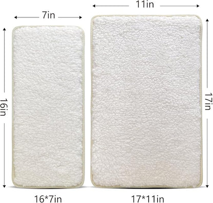 Replacement Pad for Dog Carrier Cat Carrier Pet Carrier, Plush and Rattan Mats, Double-Sided, Dog Bed Mat Crate Mat Kennel Pad 2-Pack 17" * 11"