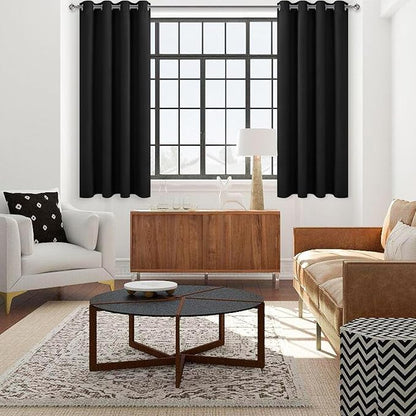 DWCN Black Out Curtains 84 Inch Long 2 Panels, Thermal Light Blocking Room Darkening Bedroom, Living Room Drapes - Black, 52W x 84L Inch Length